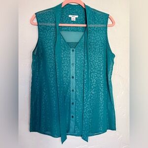 Bar III Teal Sleeveless Blouse with Tie (A6)